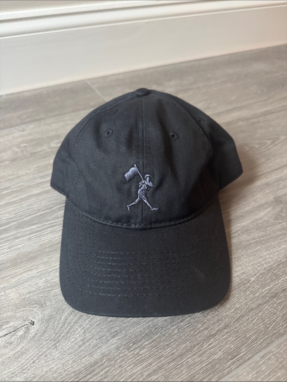 Baseballism Flagman Runner Embroidered Dad Hat Baseball Cap - Black